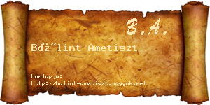 Bálint Ametiszt névjegykártya